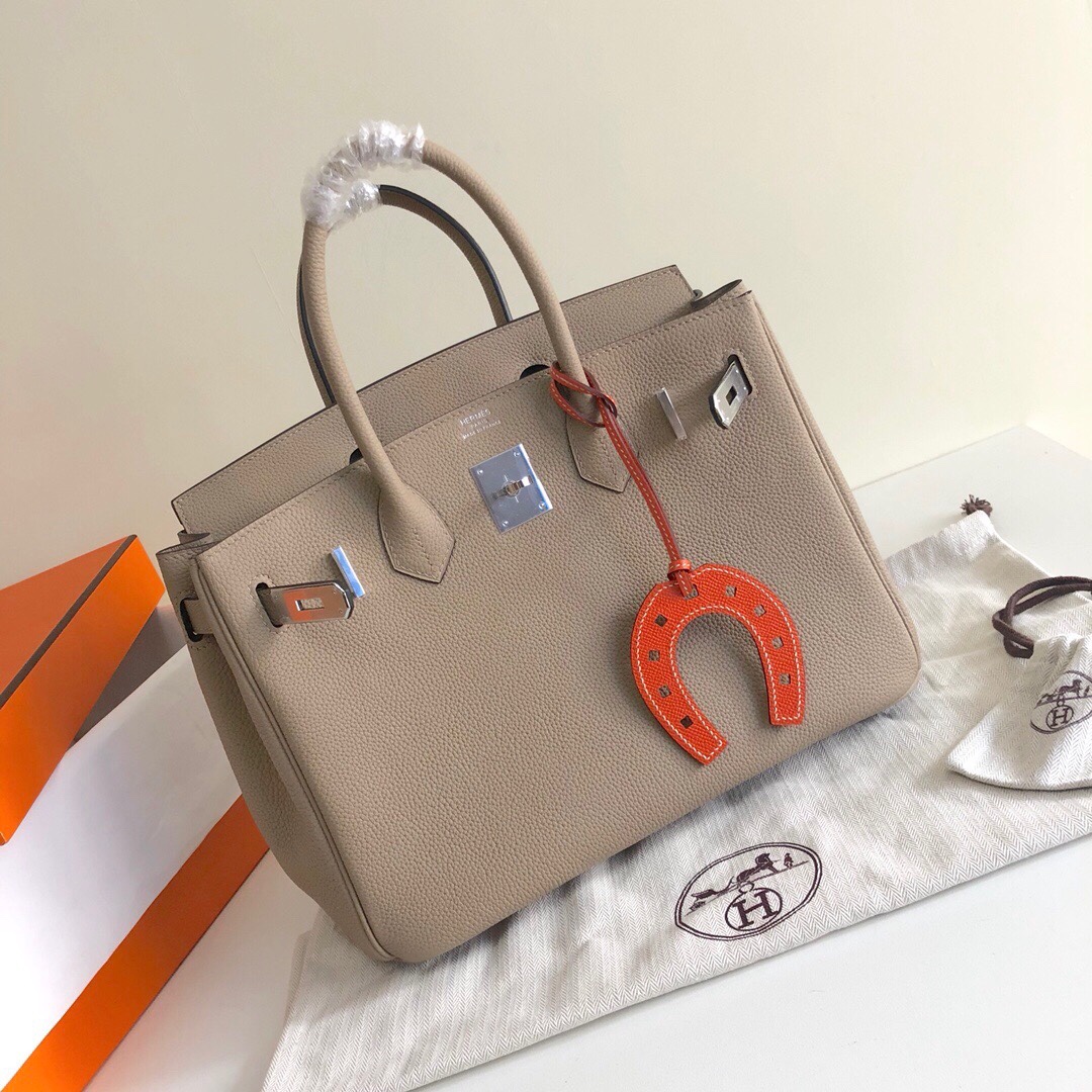 Hermes Birkin 35CM Togo Leather Handbag Light Grey